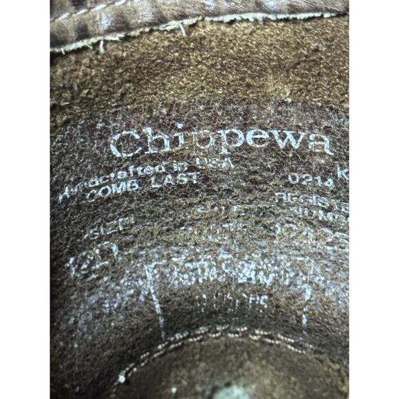 12 D Chippewa Brown Leather Steel Toe Work Boots Slip On Logger Made In USA - Picture 7 of 16